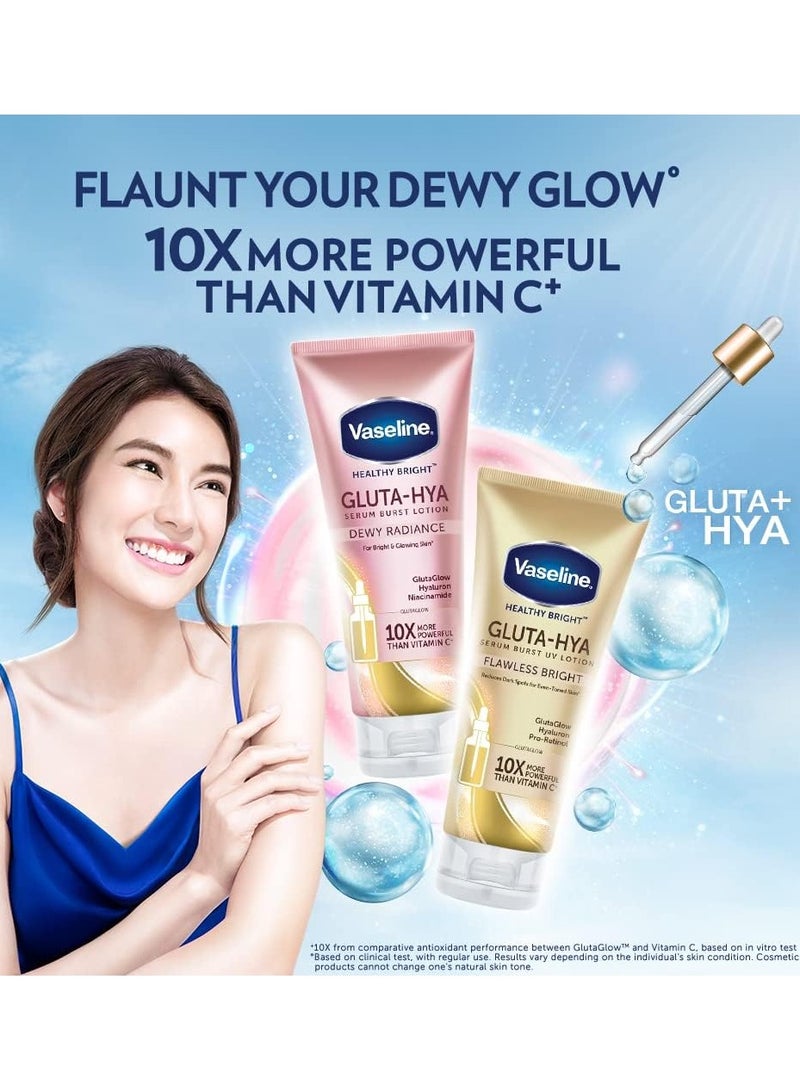 فازلين سيروم جلوتا هيا الصحي المشرق، لوشن الأشعة فوق البنفسجية المتوهج الخالي من العيوب، 330 مل، صنع في تايلاند - Image 3